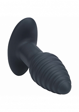 LEVELZ - Remote Control Vibrating & Rotating Ribbed Silicone Anal Plug - Black