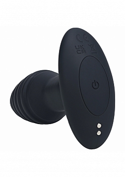 LEVELZ - Remote Control Vibrating & Rotating Ribbed Silicone Anal Plug - Black