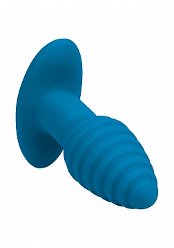 LEVELZ - Remote Control Vibrating & Rotating Ribbed Silicone Anal Plug - Teal