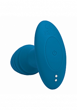 LEVELZ - Remote Control Vibrating & Rotating Ribbed Silicone Anal Plug - Teal