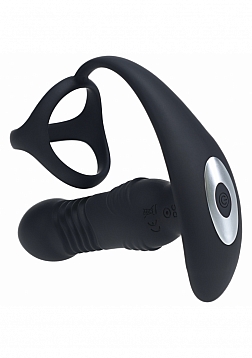 LEVELZ - Vibrating & Thrusting Silicone Prostate Massager with Tri O Cock Ring - Black