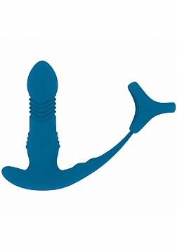 LEVELZ - Vibrating & Thrusting Silicone Prostate Massager with Tri O Cock Ring - Teal