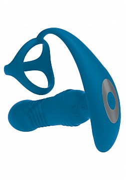 LEVELZ - Vibrating & Thrusting Silicone Prostate Massager with Tri O Cock Ring - Teal