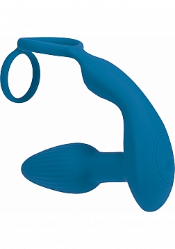 LEVELZ - Dual Vibrating Remote Control & Rotating Beads Silicone Prostate Stimulator with Cock & Bal