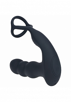 LEVELZ - Dual Vibrating Remote Control & Rotating Head Silicone Prostate Stimulator with Cock & Ball