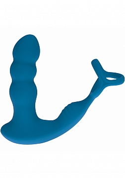 LEVELZ - Dual Vibrating Remote Control & Rotating Head Silicone Prostate Stimulator with Cock & Ball