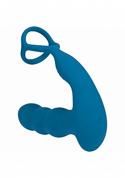 LEVELZ - Dual Vibrating Remote Control & Rotating Head Silicone Prostate Stimulator with Cock & Ball