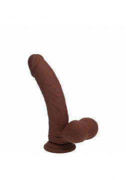 RealRock - Rechargeable - Dual Layered - Liquid Silicone - Vibrating - Curved - Weighted Balls 6" -