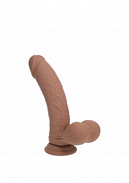 RealRock - Rechargeable - Dual Layered - Liquid Silicone - Vibrating - Curved - Weighted Balls 6" -