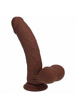 RealRock - Rechargeable - Dual Layered - Liquid Silicone - Vibrating - Curved - Weighted Balls 8" -