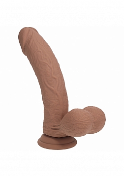 RealRock - Rechargeable - Dual Layered - Liquid Silicone - Vibrating - Curved - Weighted Balls 8" -