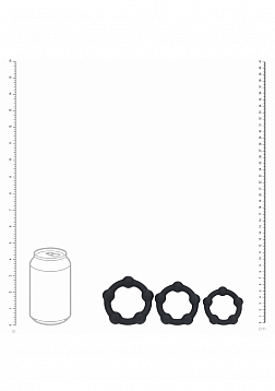 LEVELZ - Beaded Silicone Cock Ring Set of 3 (35mm, 40mm, 45mm)  - Black