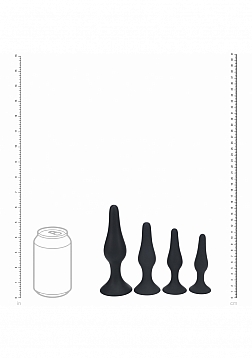 LEVELZ - Slim Silicone Anal Plug Kit of 4 (S,M,L,XL) - Black