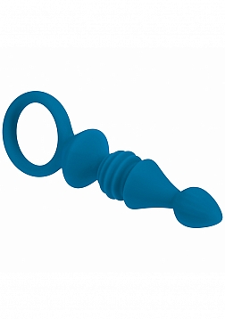 LEVELZ - Ribbed Silicone Anal Probe with Loop - Teal