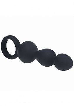 LEVELZ - Beaded Silicone Anal Probe with Loop - Black
