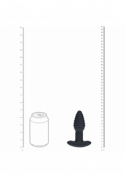 LEVELZ - Remote Control Vibrating & Rotating Ribbed Silicone Anal Plug - Black
