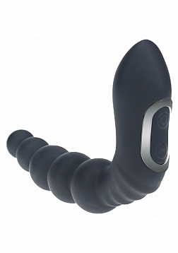 LEVELZ - Vibrating - Heating - Bendable - Tapping Beaded Silicone Prostate Stimulator - Black