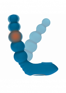 LEVELZ - Vibrating - Heating - Bendable - Tapping Beaded Silicone Prostate Stimulator - Teal