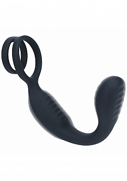 LEVELZ - Vibrating Silicone Prostate Stimulator with Cock & Ball Ring - Black