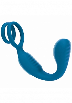 LEVELZ - Vibrating Silicone Prostate Stimulator with Cock & Ball Ring - Teal