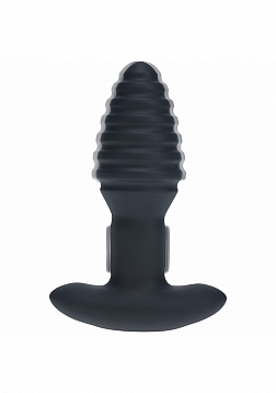 LEVELZ - Remote Control Vibrating & Rotating Ribbed Silicone Anal Plug - Black