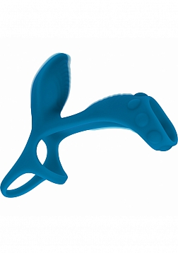 LEVELZ - Vibrating Silicone Cock & Ball Ring with Shaft Loop - Teal