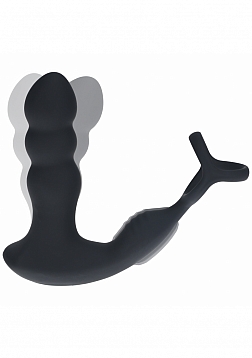 LEVELZ - Dual Vibrating Remote Control & Rotating Head Silicone Prostate Stimulator with Cock & Ball
