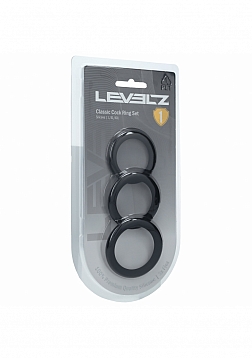 LEVELZ - Classic Silicone Cock Ring Set of 3 (L/XL/XXL) - Black