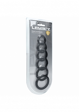 LEVELZ - Classic Silicone Cock Ring Set of 6 All Sizes - Black