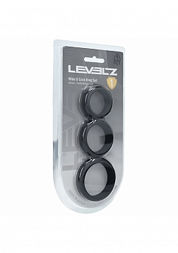 LEVELZ - Wide O Silicone Cock Ring Set of 3 (30mm, 35mm, 42mm) - Black
