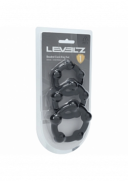 LEVELZ - Beaded Silicone Cock Ring Set of 3 (35mm, 40mm, 45mm)  - Black