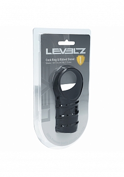 LEVELZ - Silicone Cock Ring & Ribbed Sleeve - Black