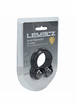 LEVELZ - Liquid Silicone Double Weighted Ball Cock Ring - Black