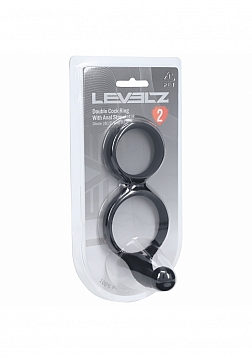 LEVELZ - Silicone Double Cock Ring with Anal Stimulator - Black