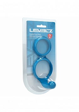 LEVELZ - Silicone Double Cock Ring with Anal Stimulator - Teal