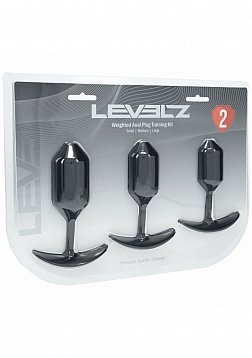 LEVELZ - Silicone Weighted Anal Plug Training Kit - Set of 3 - Black
