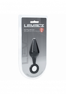 LEVELZ - Silicone Anal Plug with Loop - Medium - Black