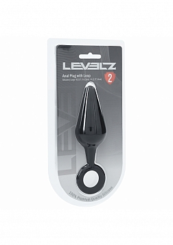 LEVELZ - Silicone Anal Plug with Loop - Large - Black