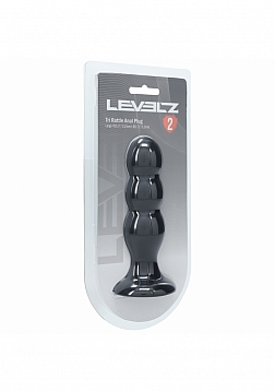 LEVELZ - Tri Rattle Liquid Silicone Anal Plug - Large - Black