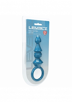 LEVELZ - Ribbed Silicone Anal Probe with Loop - Teal