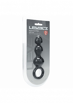 LEVELZ - Beaded Silicone Anal Probe with Loop - Black