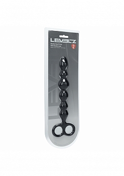 LEVELZ - Beaded Silicone Anal Probe with Double Loop  - Black