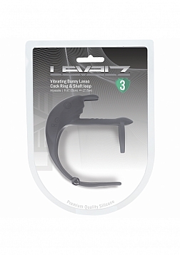 LEVELZ - Adjustable Bunny Vibrating Silicone Lasso Cock Ring & Shaft loop - Black