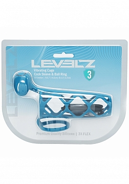 LEVELZ - Vibrating Cage Silicone Cock Sleeve & Ball Ring - Teal