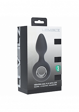 LEVELZ - Vibrating Silicone Anal Plug with Loop - Black