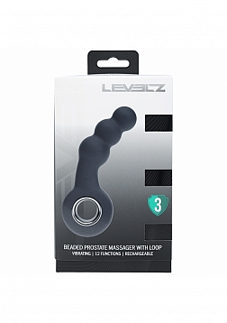 LEVELZ - Vibrating Beaded Silicone Prostate Massager with Loop - Black