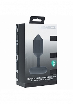 LEVELZ - Hexagonal Vibrating Silicone Anal Plug - Medium - Black