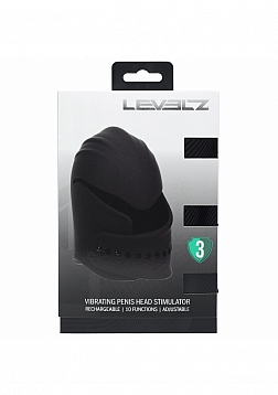 LEVELZ - Adjustable Vibrating Silicone Penis Head Stimulator - Black