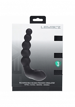 LEVELZ - Vibrating - Heating - Bendable - Tapping Beaded Silicone Prostate Stimulator - Black