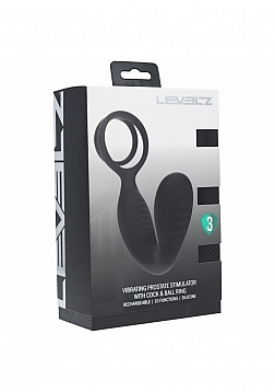 LEVELZ - Vibrating Silicone Prostate Stimulator with Cock & Ball Ring - Black